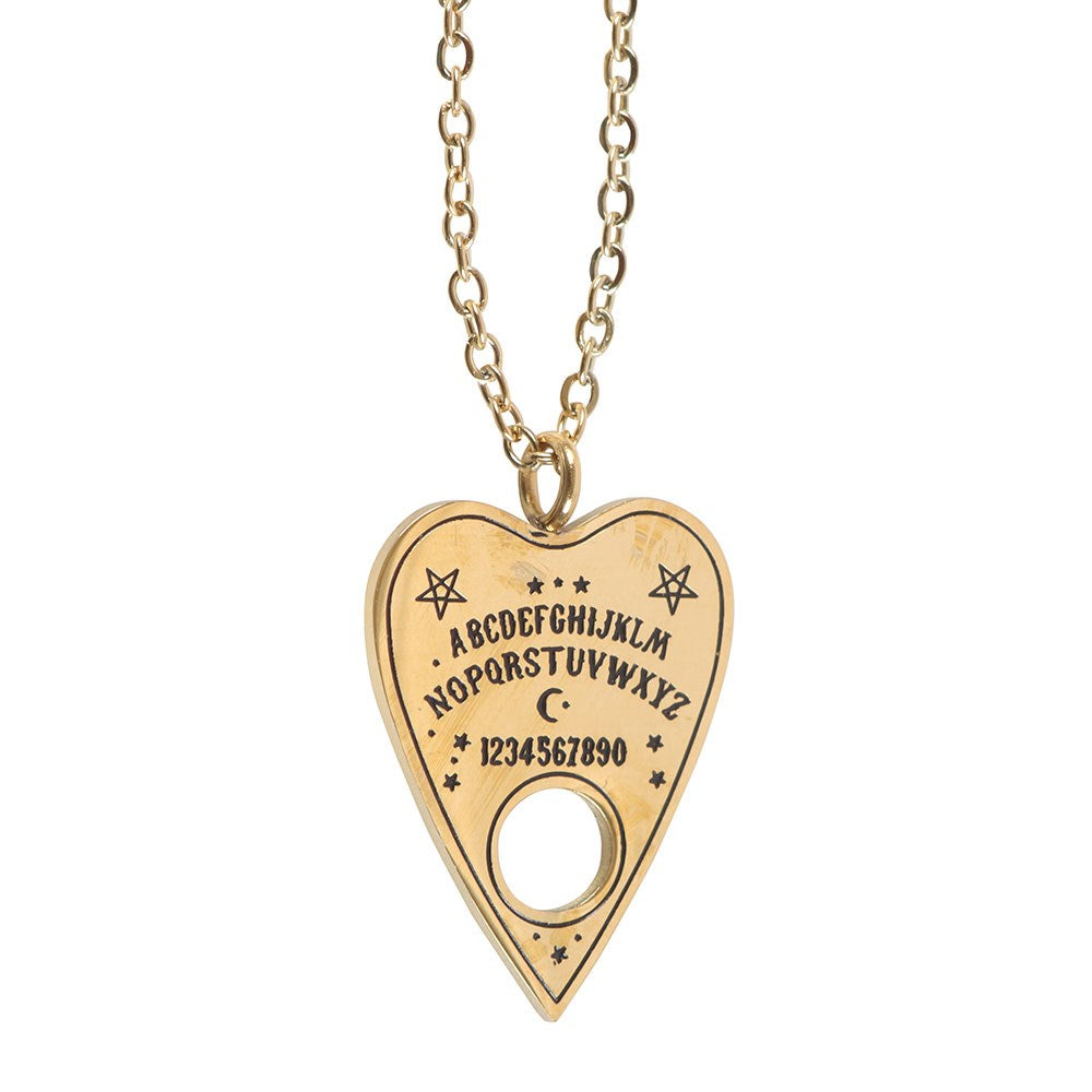 Talking Board Planchette-Halskette – goldfarbener Witchy Schmuck mit Grußkarte