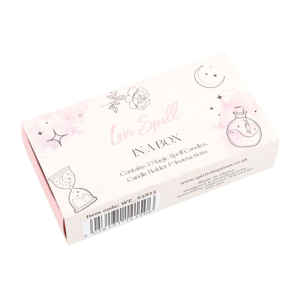 Love Spell in a Box – 3 rosa Ritualkerzen für Liebe & Verbundenheit