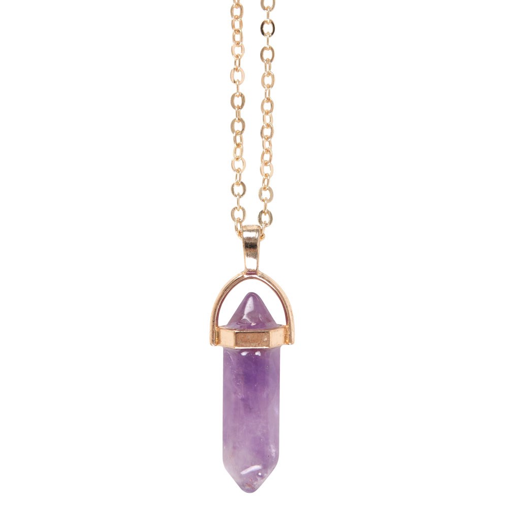 Amethyst Kristall-Halskette mit Grußkarte – goldfarbener Witchy Schmuck