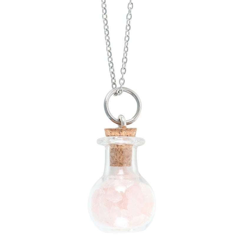 Love Potion Rosenquarz-Kette – Witchy Halskette mit Kristallfläschchen