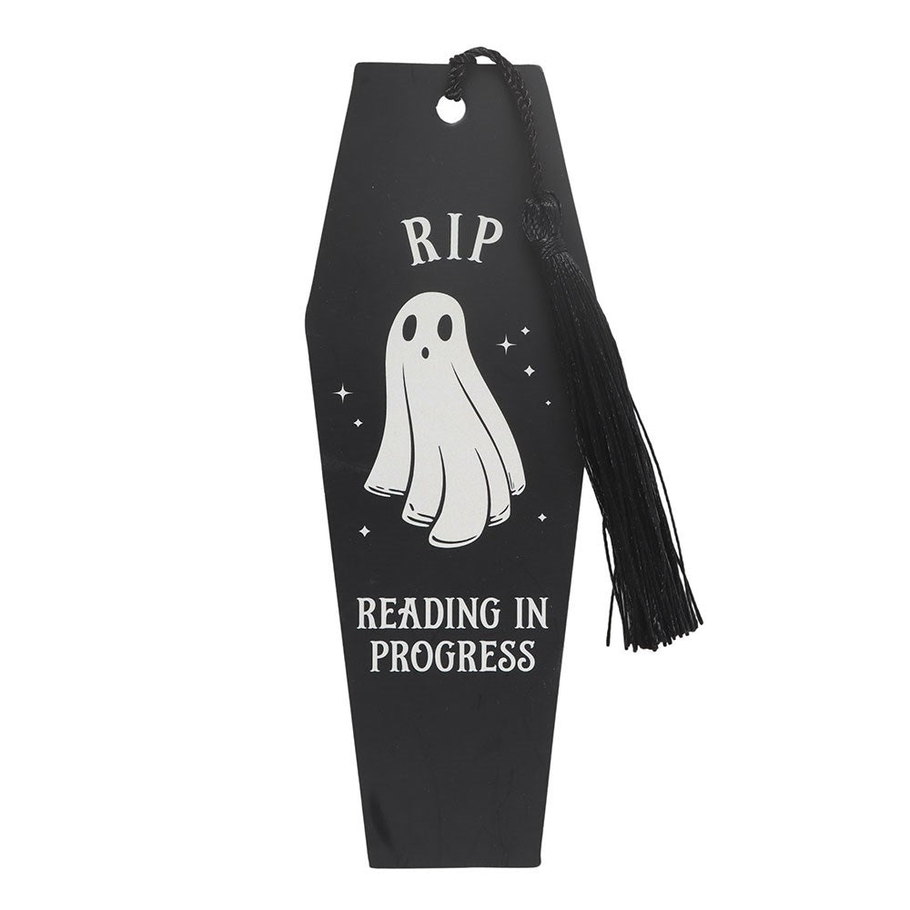 RIP „Reading in Progress“ – schwarzes Gothic-Lesezeichen mit Quaste