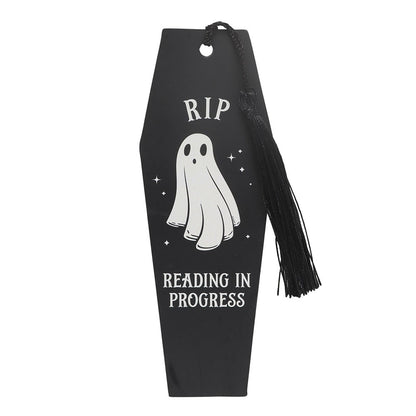 RIP „Reading in Progress“ – schwarzes Gothic-Lesezeichen mit Quaste
