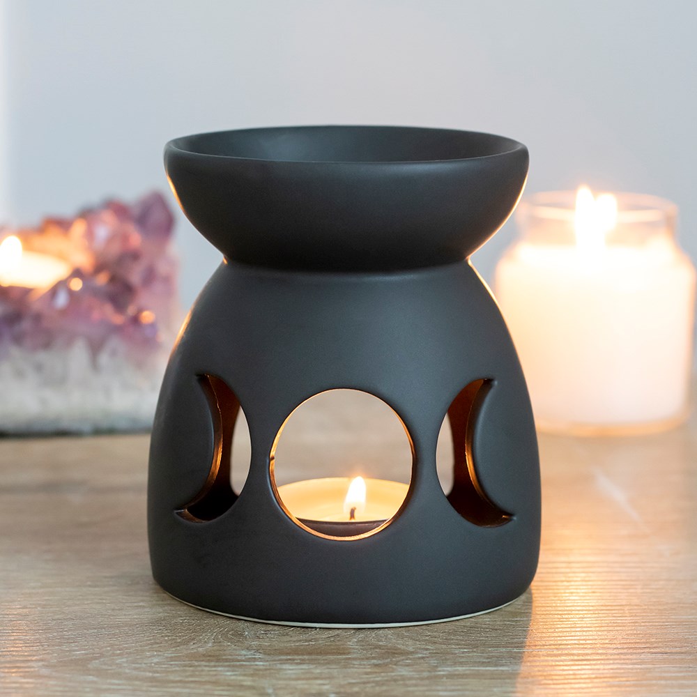 Triple Moon – schwarze Keramik-Duftlampe für Duftöl &amp; Wachs-Melts