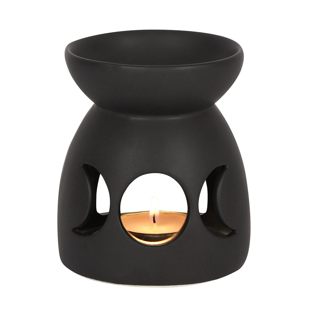 Triple Moon – schwarze Keramik-Duftlampe für Duftöl &amp; Wachs-Melts