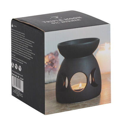 Triple Moon – schwarze Keramik-Duftlampe für Duftöl &amp; Wachs-Melts