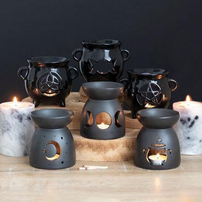 Triple Moon – schwarze Keramik-Duftlampe für Duftöl &amp; Wachs-Melts
