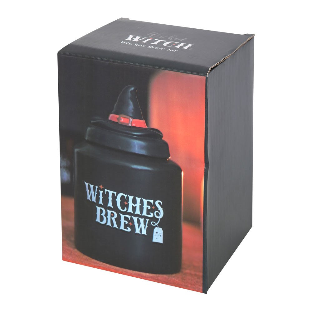 „Witches Brew“ Teedose aus Keramik – schwarze Teebeutel-Aufbewahrung mit Hexenhut