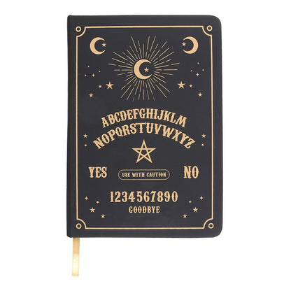 Schwarz-goldenes A5-Notizbuch „Talking Board“ – 200 linierte Seiten