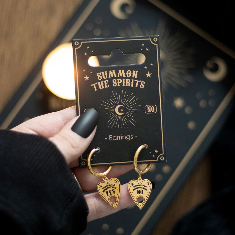 Goldfarbene Planchette-Ohrringe – Talking Board Witchy Ohrhänger
