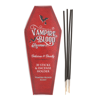 Vampire Blood Räucherstäbchen – 30 Stück mit Sarg-Räucherstäbchenhalter
