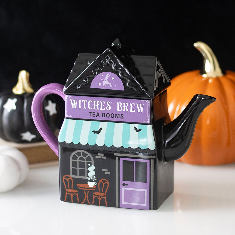 Witches’ Brew Tea Room – Keramik-Teekanne im Hexenhaus-Design
