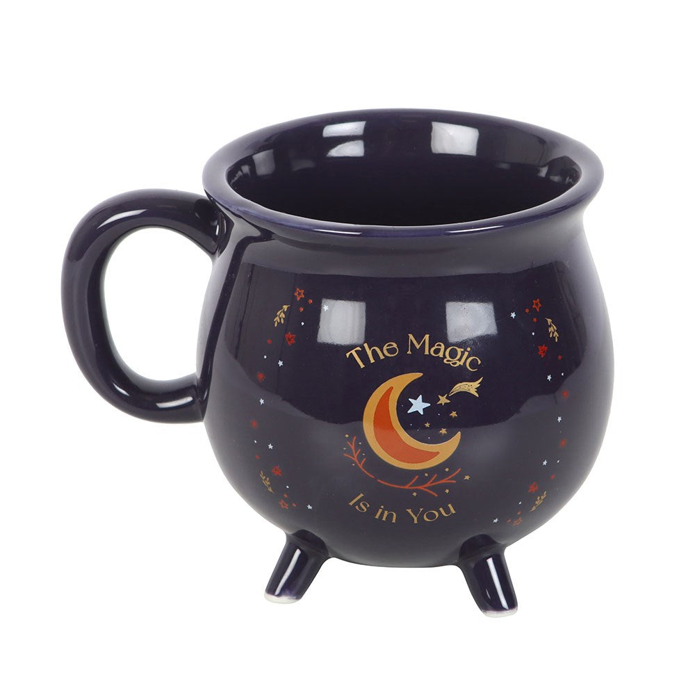 „The Magic Is in You“ Kesselbecher – mystische Keramiktasse mit Mond &amp; Sternen