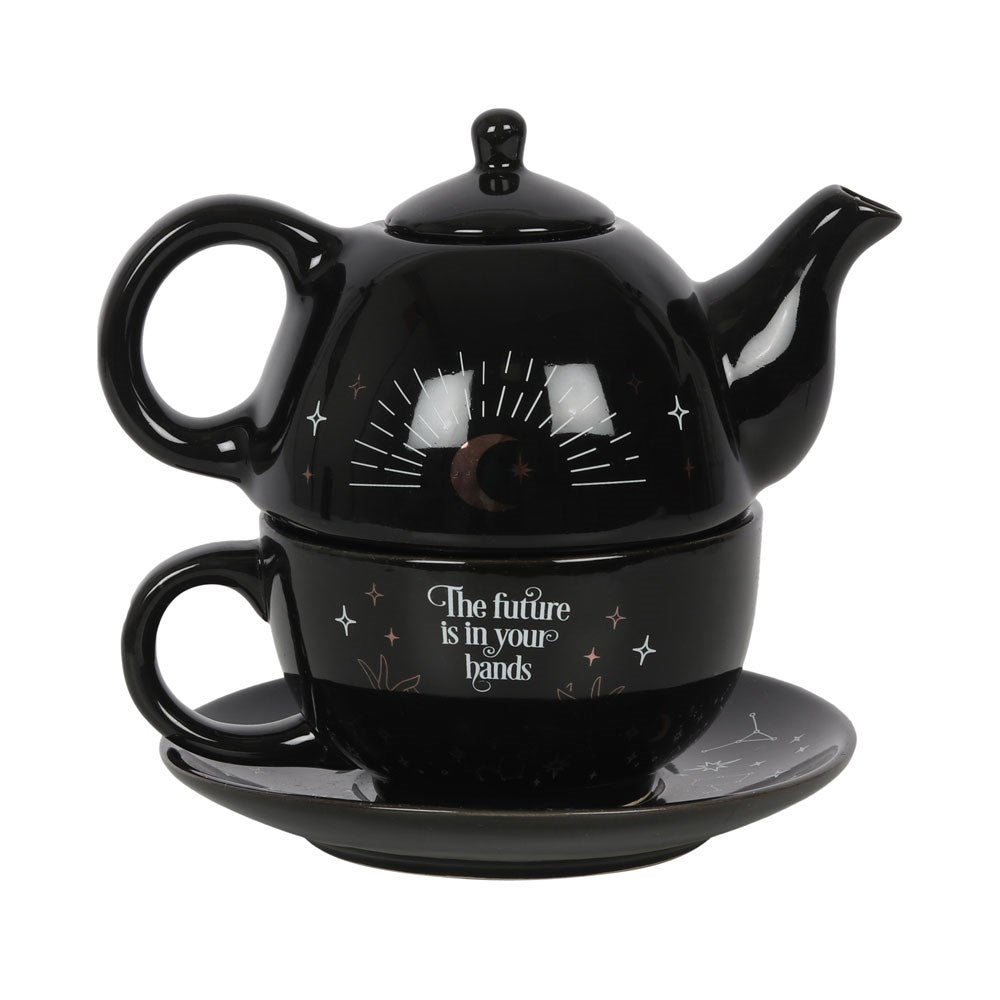 Fortune Teller Tea-for-One – schwarzes Keramik-Teeset mit Teekanne &amp; Tasse