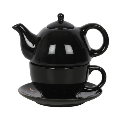 Fortune Teller Tea-for-One – schwarzes Keramik-Teeset mit Teekanne &amp; Tasse
