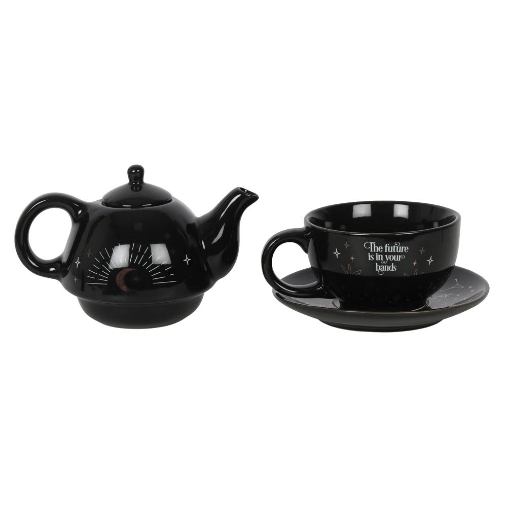 Fortune Teller Tea-for-One – schwarzes Keramik-Teeset mit Teekanne &amp; Tasse