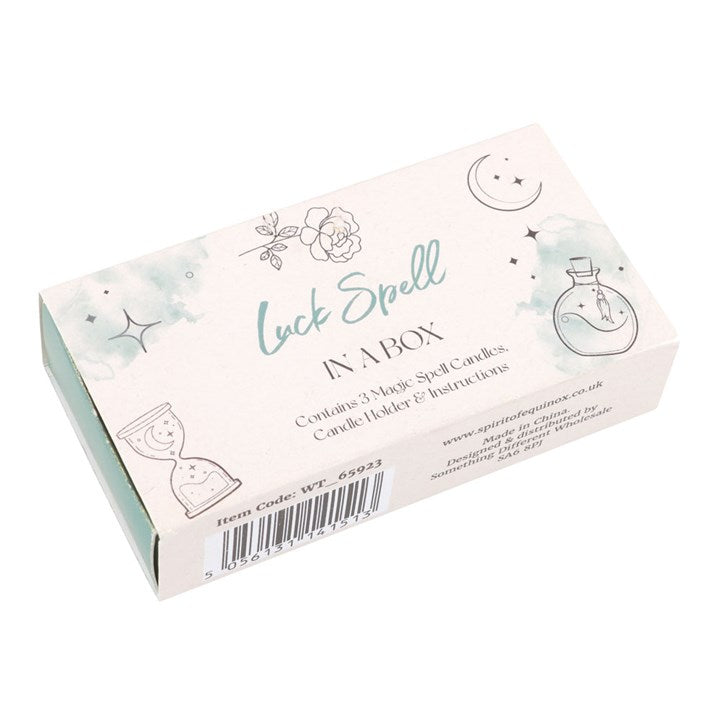 Luck Spell in a Box – 3 grüne Ritualkerzen für Glück &amp; Intention