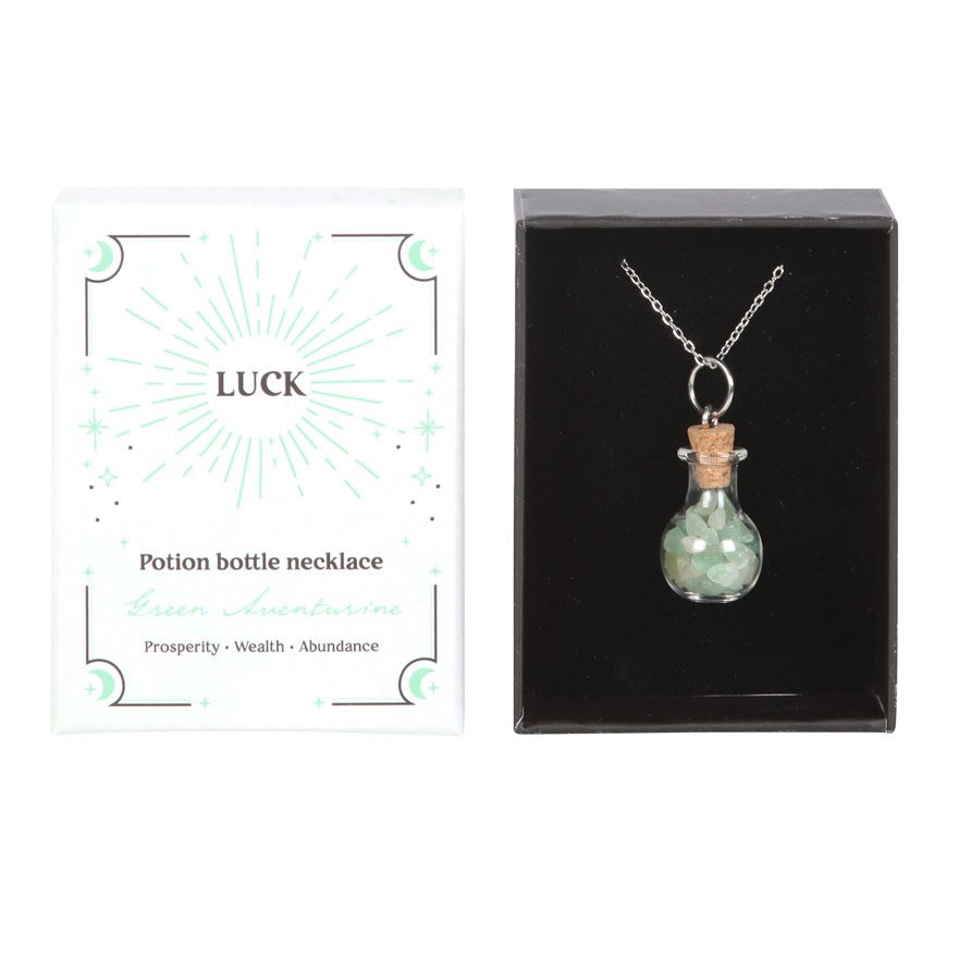 Luck Potion Aventurin-Kette – Witchy Halskette mit Kristallfläschchen