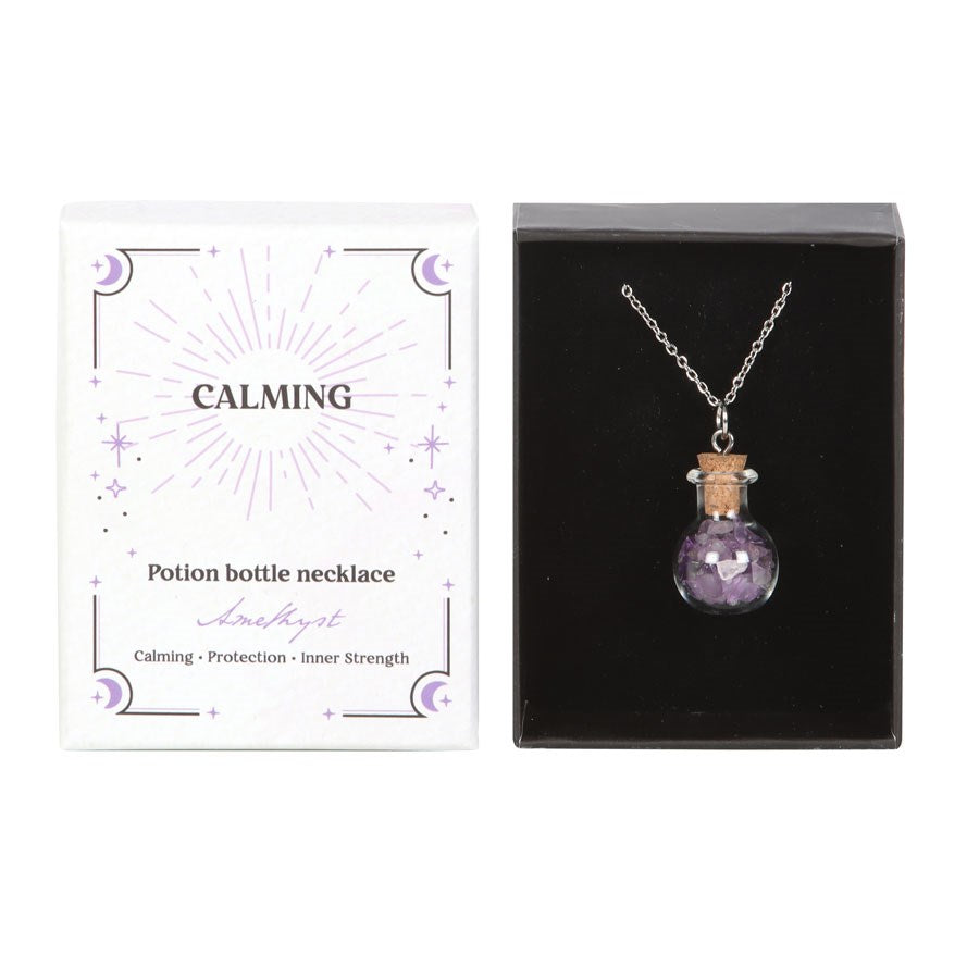 Calming Potion Amethyst-Kette – Witchy Halskette mit Kristallfläschchen