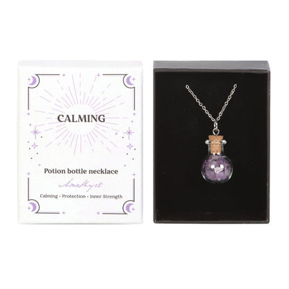 Calming Potion Amethyst-Kette – Witchy Halskette mit Kristallfläschchen