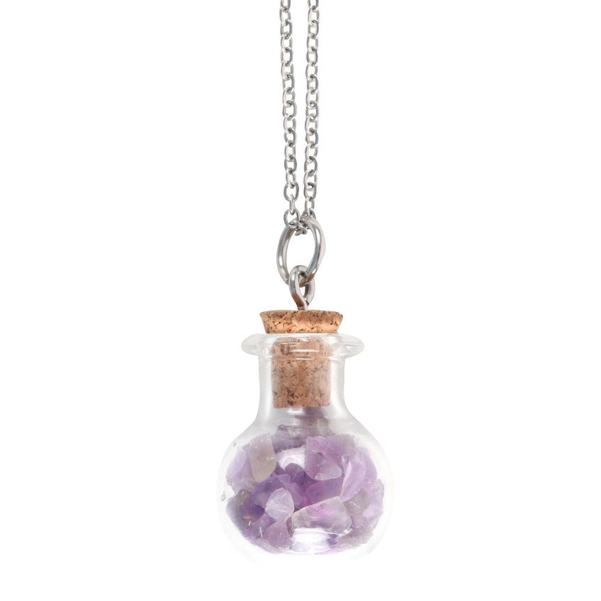 Calming Potion Amethyst-Kette – Witchy Halskette mit Kristallfläschchen
